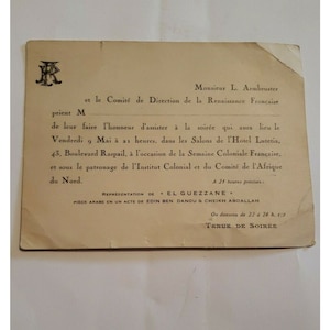 French Colonial Week Invitation 1929 1930 Paris France Armbuster El Guezzane