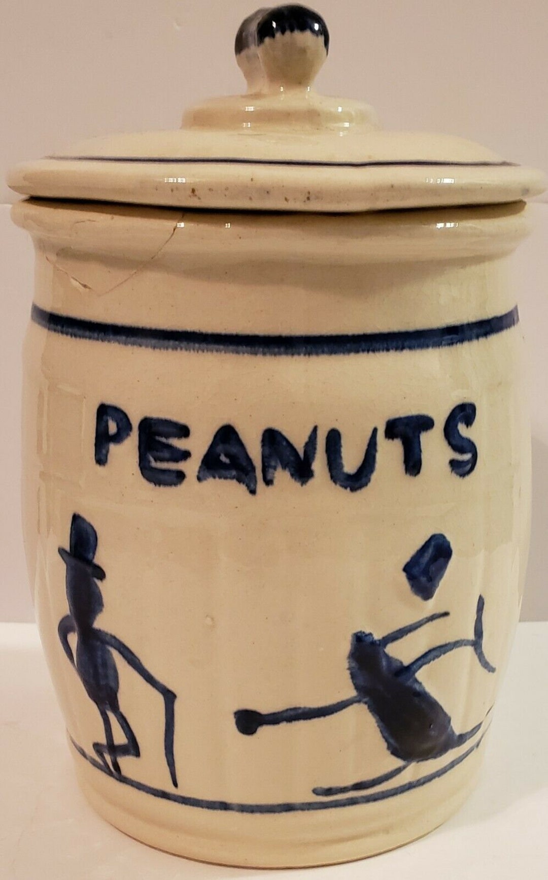 Pennant Planters Peanuts Ceramic Jar Antique Container Vintage Store