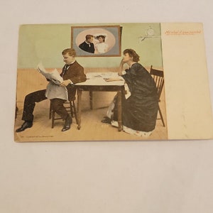 Not What it Was Painted Postkarte 1906 Bored Alt Ehepaar Heirat Lustig