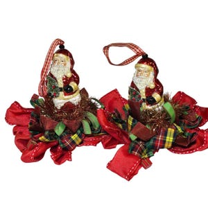Santa Claus Christmas Decoration Tree Ornament Tabletop Decor Kitschmas Ribbons