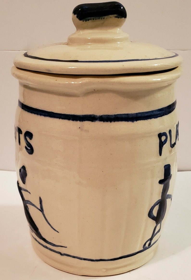 Pennant Planters Peanuts Ceramic Jar Antique Container Vintage Store
