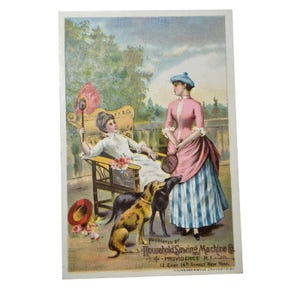 Empresa de máquinas de costura doméstica Providence RI Trade Card Antique Vintage Paper