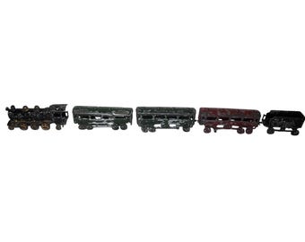 Antique Toy Train Cars Slush Metal Made in France Early 1900s Steam Engine