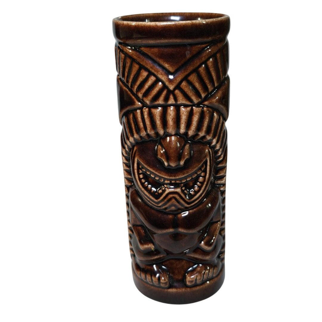ティキマグ TIKI FARM 2002 2002 Tiki Farm Double Crown Records Tiki Mug Brown Glaze