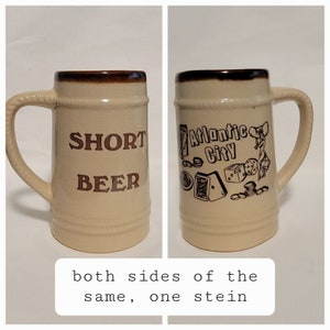 Vintage Atlantic City Short Beer Stein Mug NJ Gambling Slots Cards Dice Showgirl