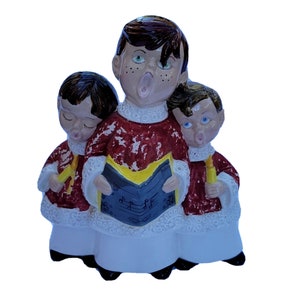 Ceramic Choir Boys Christmas Sculpture Decoration Vintage 1980s 1981 Singing