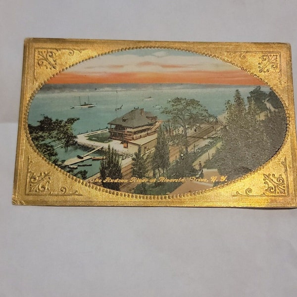 The Hudson River at Riverside Drive Postcard New York NY NYC Antique Post Card