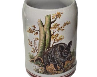 Vintage Werner Corzelius Wild Boar Stoneware Beer Stein .5L  Germany German