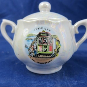 Vintage Lusterware San Francisco Souvenir Sugar Bowl Lustreware Cable Car