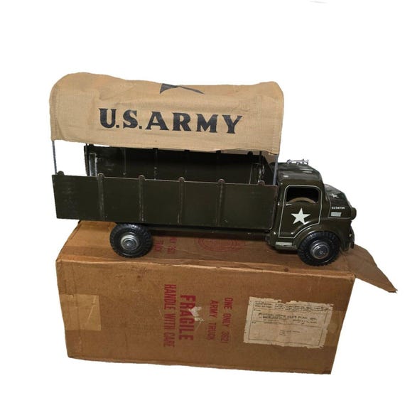 Vintage Marx Lumar US Army Carrier Transport Truck and Box 1950s