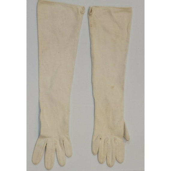 Vintage Elvette Royal Gloves 17" Off-White - image 1