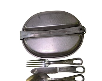 Set da mensa dell'esercito americano della Seconda Guerra Mondiale, modello EA Co, 1944 T4767, con marcatura del soldato, militaria vintage.
