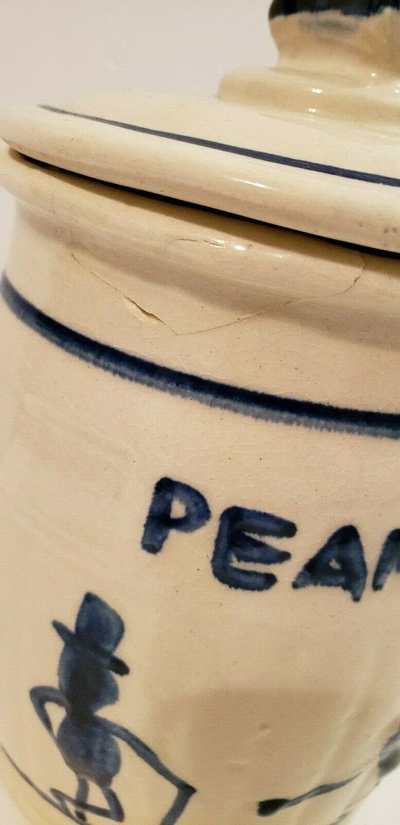 Pennant Planters Peanuts Ceramic Jar Antique Container Vintage