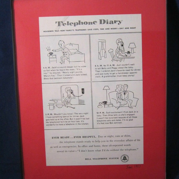 vintage 1957 Bell Telephone advertisement The Telephone Diary of a Housewife ad