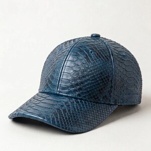 Handmade Python Embossed Leather Baseball Cap, Western Style Cap