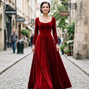Red Velvet Corset Dress - Etsy