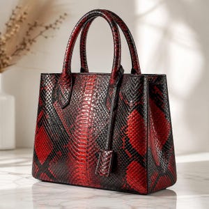Black Python Leather Top Handle Bag: Real Crossbody Women's Bags