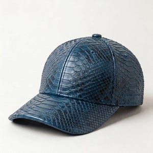 Handgemaakte leren baseballpet met python-reliëf, pet in westerse stijl afbeelding 3