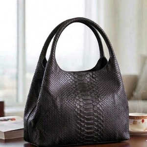 Echte leren python-tas | Handgemaakte luxe draagtas | Cadeau voor haar