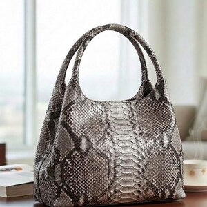 Sac en cuir de python véritable | Sac à main fourre-tout de luxe fait main | Cadeau pour elle