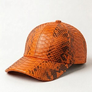 Python Hat Leather: Exotic Snakeskin ,Handmade Baseball cap ,Unisex fashion Cap