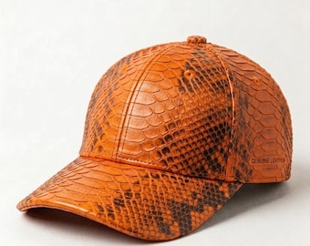 Leer pythonhoed: exotische slangenleer, handgemaakte baseballpet, uniseks modieuze pet