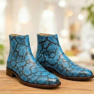 Handmade Genuine Python Leather Men's Boots - Custom Size