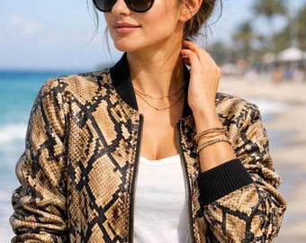 Women's Biker Leather jacket , Python Leather jackets woman , Lederjacken damen