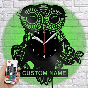 Owl Clock Art Home Decor Vinyl Record Wall Clock Custom Order Original Bird Lover Gift Owl Unique Design