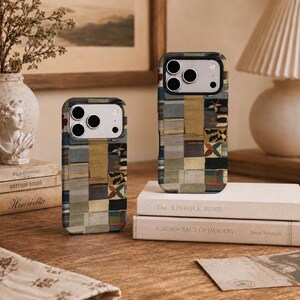 Funda para teléfono personalizada con diseño vintage de patchwork, protección suave a prueba de golpes, compatible con iPhone 12, 13, 14, 15, 16 y 17. Un regalo ideal para un amigo.