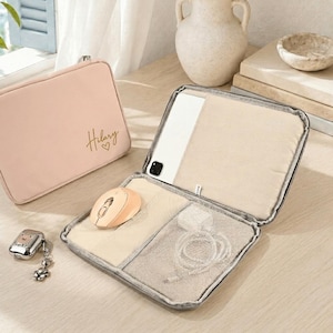 Borsa per iPad personalizzabile con nome, organizer per tablet con tappetino per mouse, custodia protettiva per iPad Air6 Air7 da 11 e 12,9 pollici, astuccio per laptop da lavoro e viaggio.