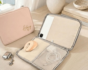 Custom Name iPad Carry Bag, Protective Case iPad Air6 Air7 11 & 12.9 Inch, Work Travel Laptop Pouch