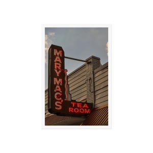 Letrero de neón de Mary Macs Tea Room / Impresión artística fotográfica de Atlanta