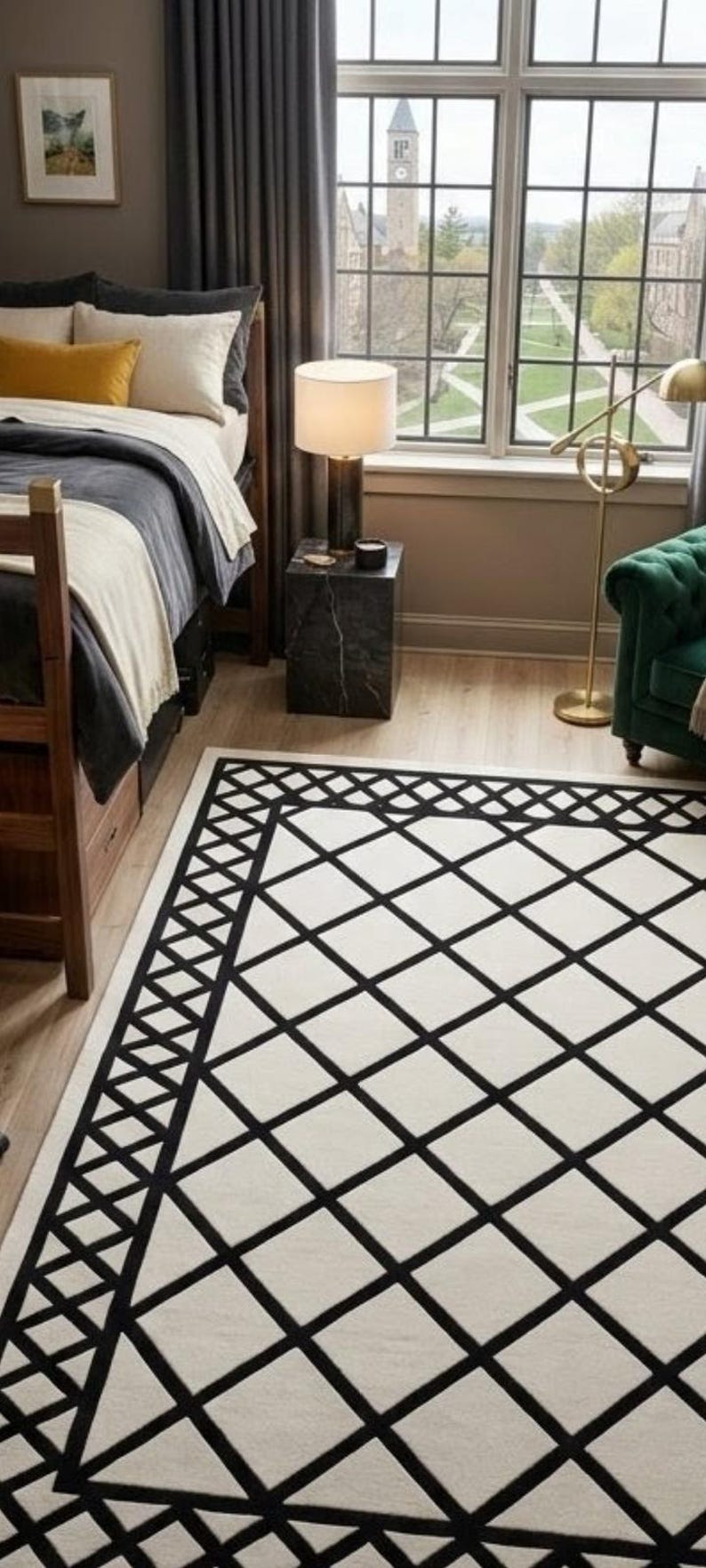 Lattice Design Rugs Modern Black White Geometric Lattice Rug Minimalist Area Carpet ...