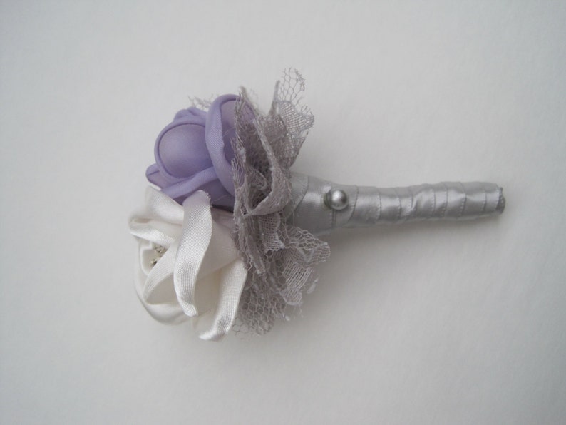 Ivory and Lavender with Silver Groom Boutonniere Groo Satin It is Free shipping on posting reviews very popular Grey