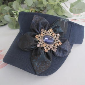 Glamorous Navy Rhinestone Embellished Visor Women main image 2
