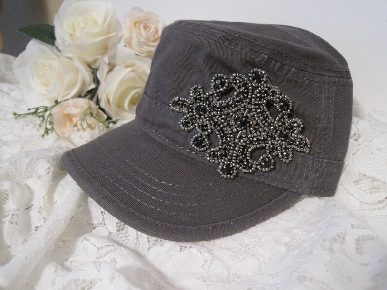 Cadet Hat Military Cap Truckers Baseball Caps Grey Beaded Etsy