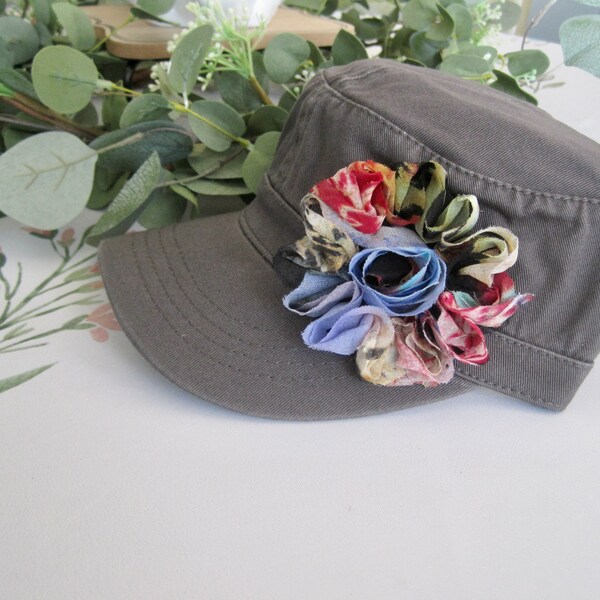 Cadet hat grey military hat Multi Colored flower cadet baseball hats grey military hats army hats cadet hats khaki Colored flower cadet hat