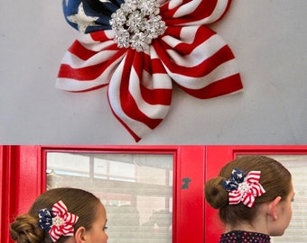 Hair Clip Americana Hair Clip Pin Brooch Fourth of July Hair Clip Brooch Red White and Blue Clip Hair Accessories Stars and Stripes Clip