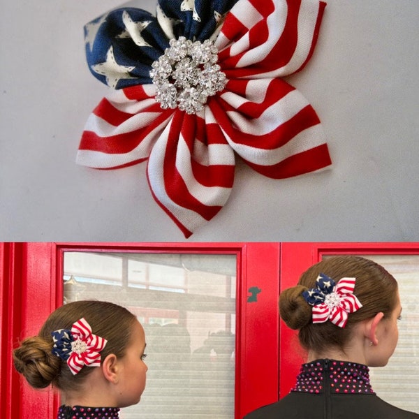 Hair Clip Americana Hair Clip Pin Brooch Fourth of July Hair Clip Brooch Red White and Blue Clip Hair Accessories Stars and Stripes Clip