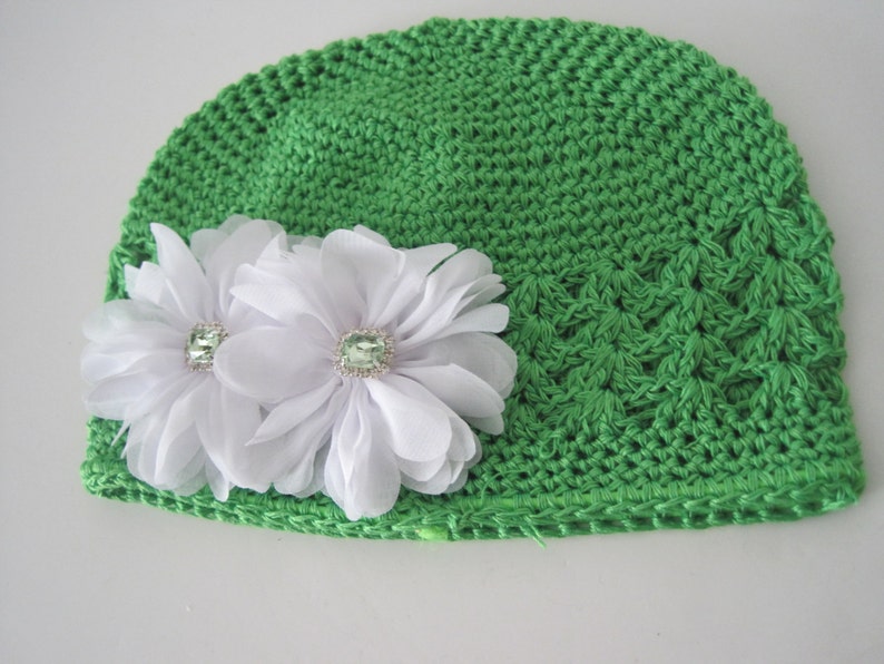 MM Kufi Hat Crochet Cap - Lime Green, 100% Cotton, One Size Fits All, Beanie Style