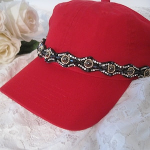 Trucker Hat Baseball Cap Rhinestone Beaded Red Cap Hat Trucker Cap Bling Trucker Bling Baseball Hat Women&#39;s Hats Red Rhinestone Hat Cadets