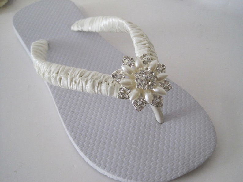 Flip Flops Bridal Wedding Ivory French Knotted With Gorgeous | Etsy