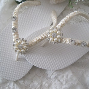 Flip Flops Bridal Wedding Ivory French Knotted With Gorgeous - Etsy