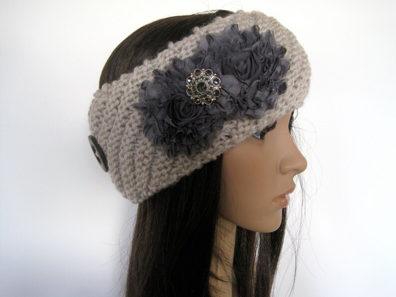 Adorne Winter Racing Boucle Headband in Tan AHD0961 main image 1