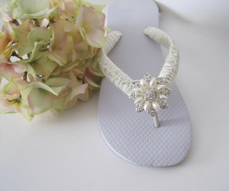 Flip Flops Bridal Wedding Ivory French Knotted With Gorgeous - Etsy