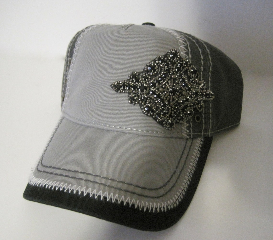 Two Tone Grey and Black Trucker Baseball Cap Hat With Gorgeous | Etsy