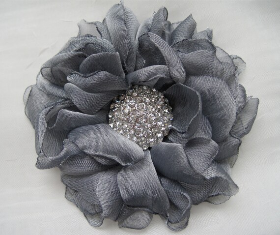 Grey flower hair clip discount