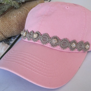 Trucker Hat Baseball Hat Pink Trucker Bling Hat Rhinestone Baseball Cap Trucker with Rhinestones Pink Baseball Trucker Hat Lace Trucker Hat