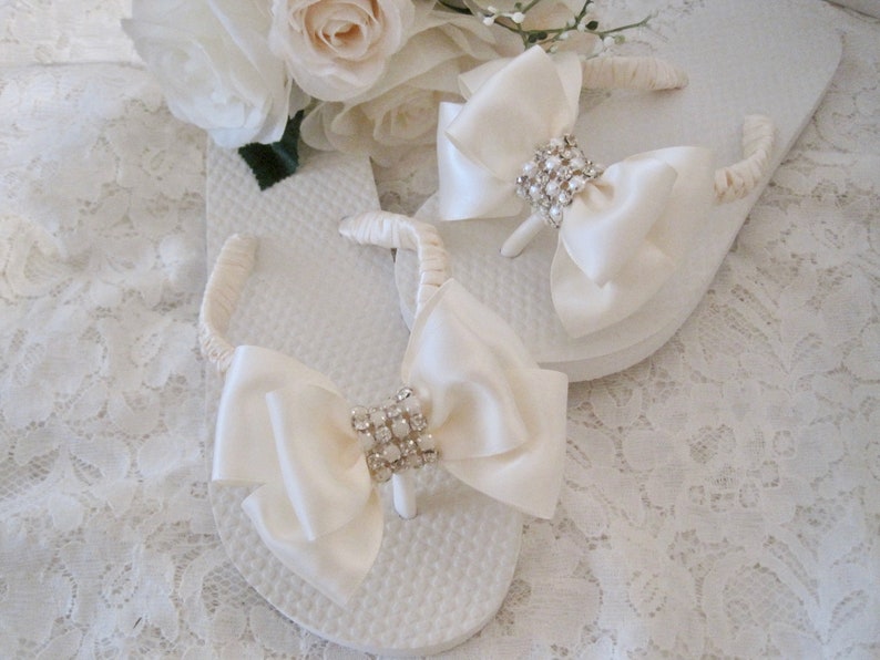 Little Girl Flip Flops Bridal Wedding Flower Girl Flip Flops Etsy